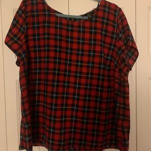 Plaid Plus Size Shirt Sleeve Top